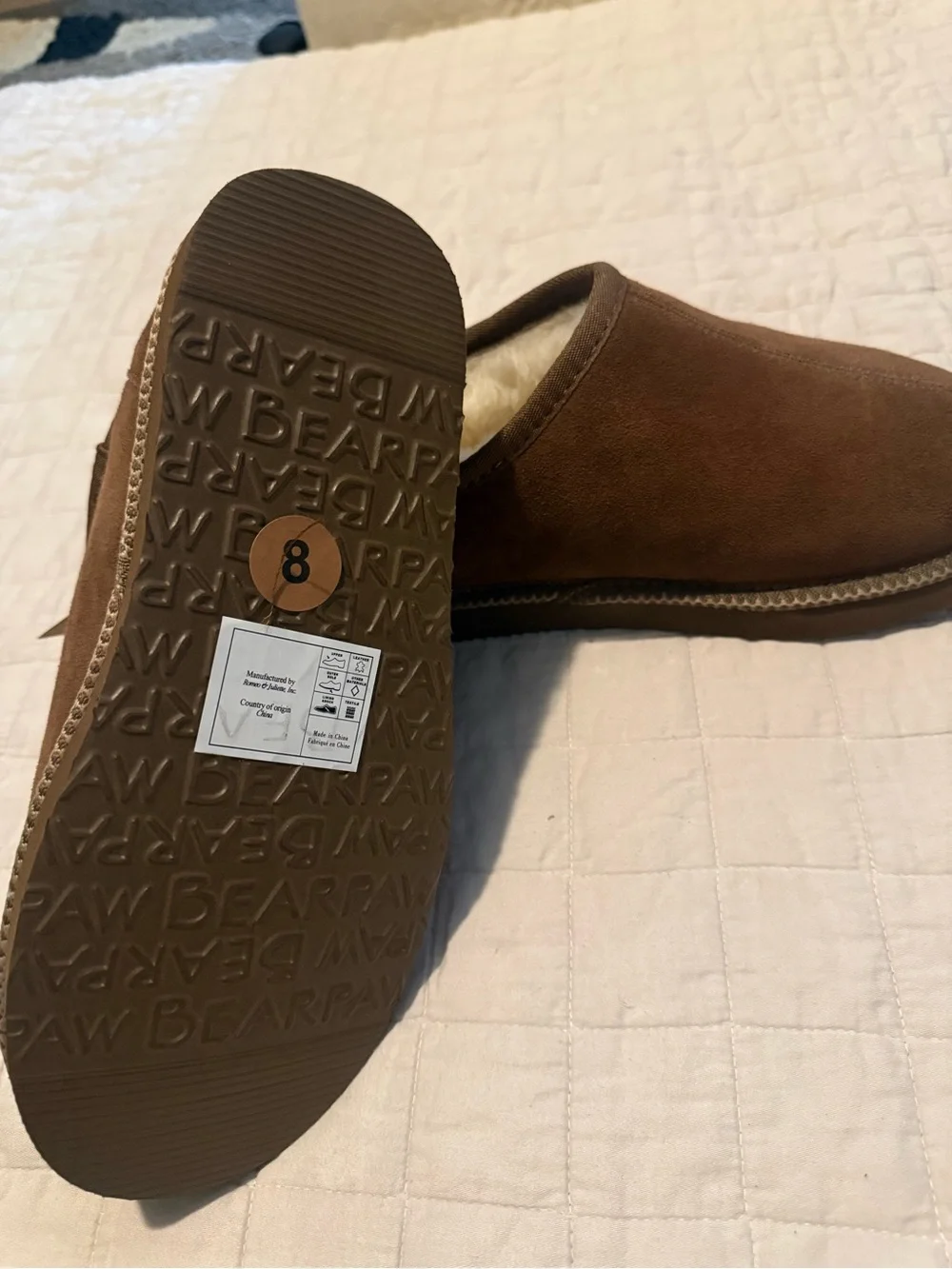 BearPaw Kids Chestnut Brown Slip-On Faux Shearling Slippers